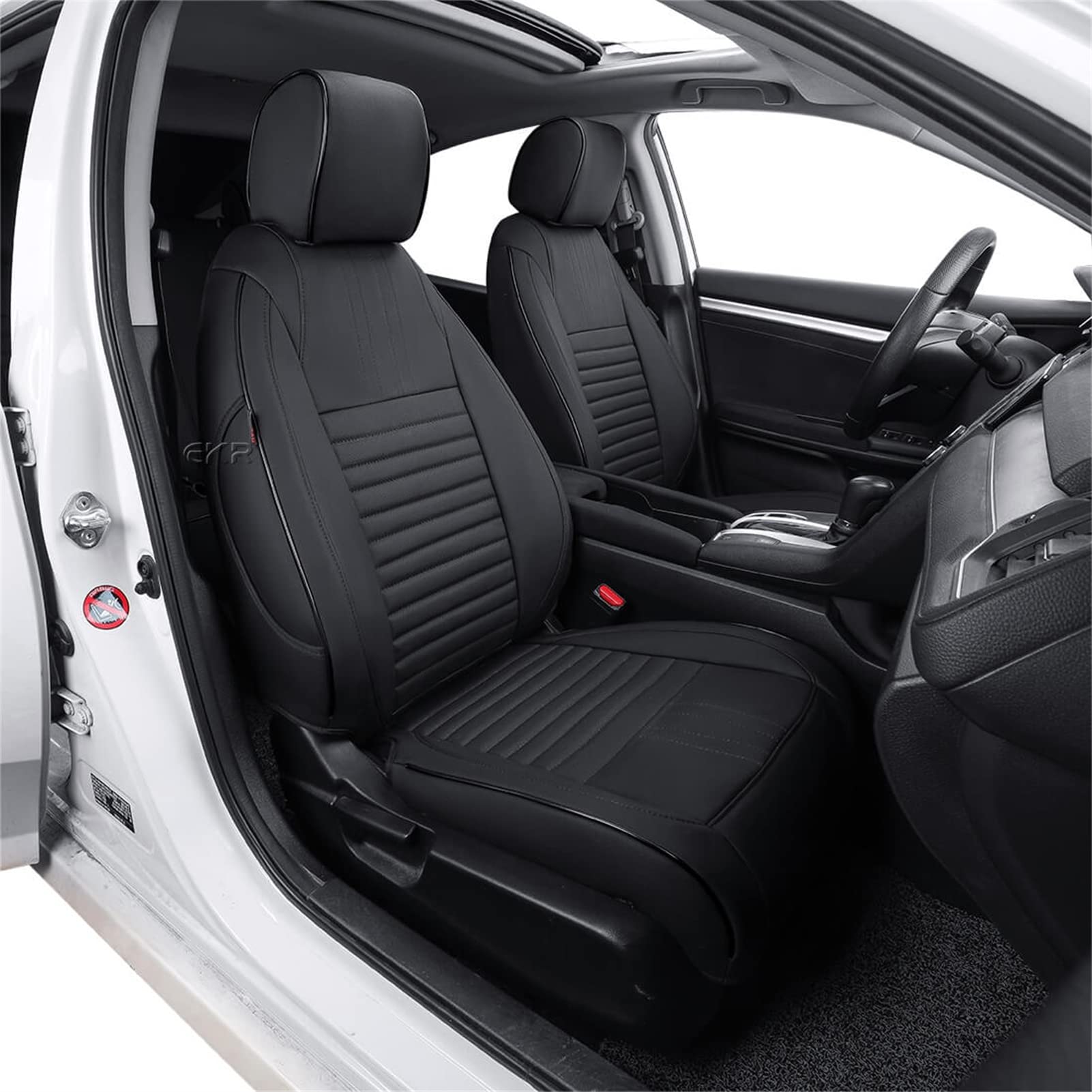 Easeadd Custom Sitzbezüge für VW T-ROC 2017 2018 2019 2020 2021 2022 2023 für Sport (Nicht für R) - Schwarz(Nadelstreifen) von Easeadd