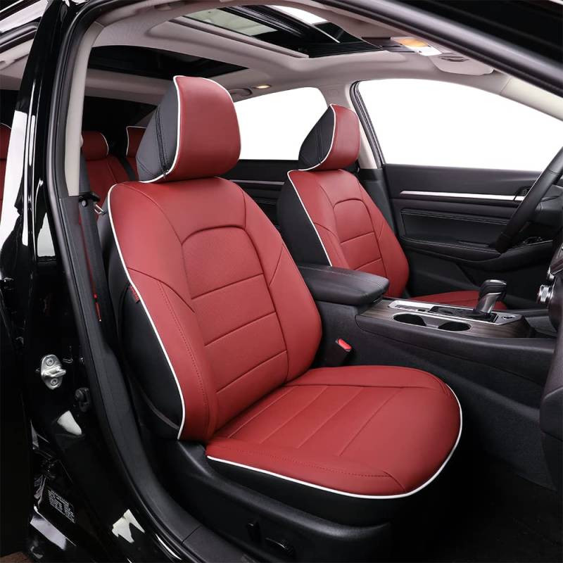 Easeadd Individuelle Sitzbezüge für Select Toyota Hilux 2010 2011 2012 2013 2014 2015 Doppelkabine: Aktiv, Invincible, Invincible X, Icon – Schwarz Rot von Easeadd