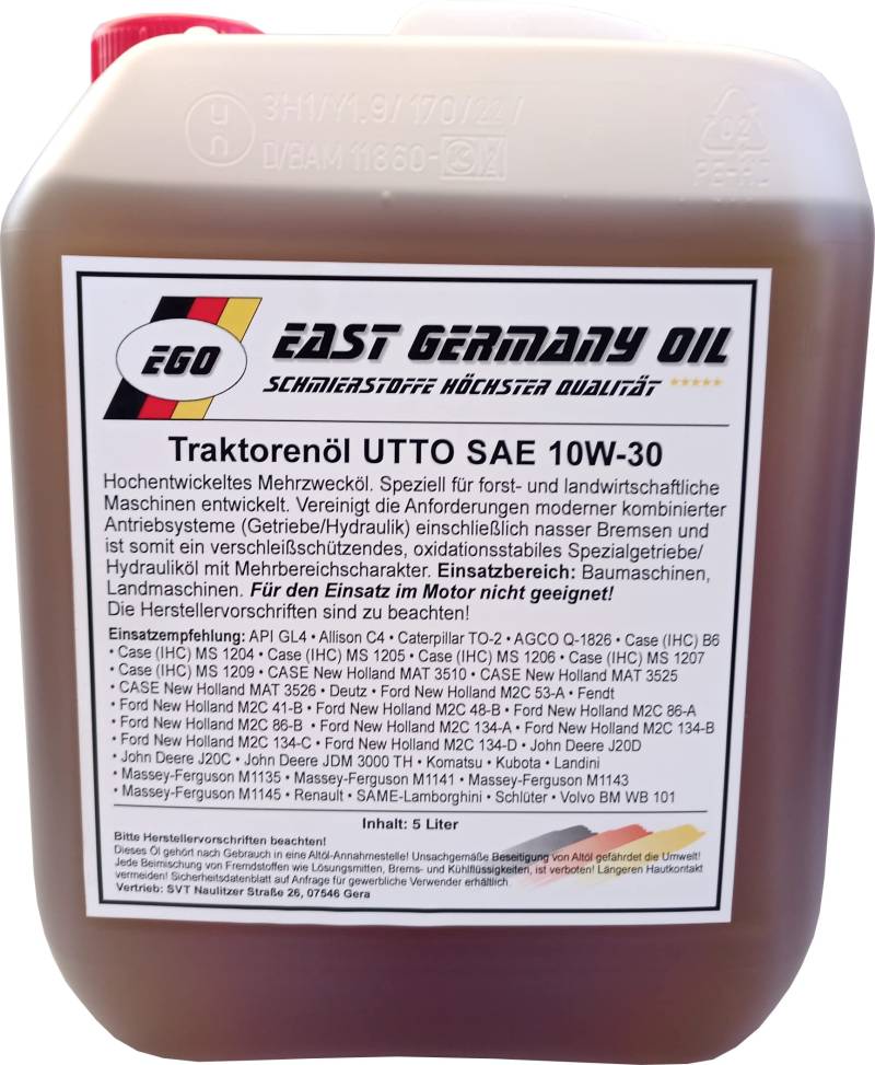 UTTO Traktorenöl im 5 Liter Kanister von East Germany OIL