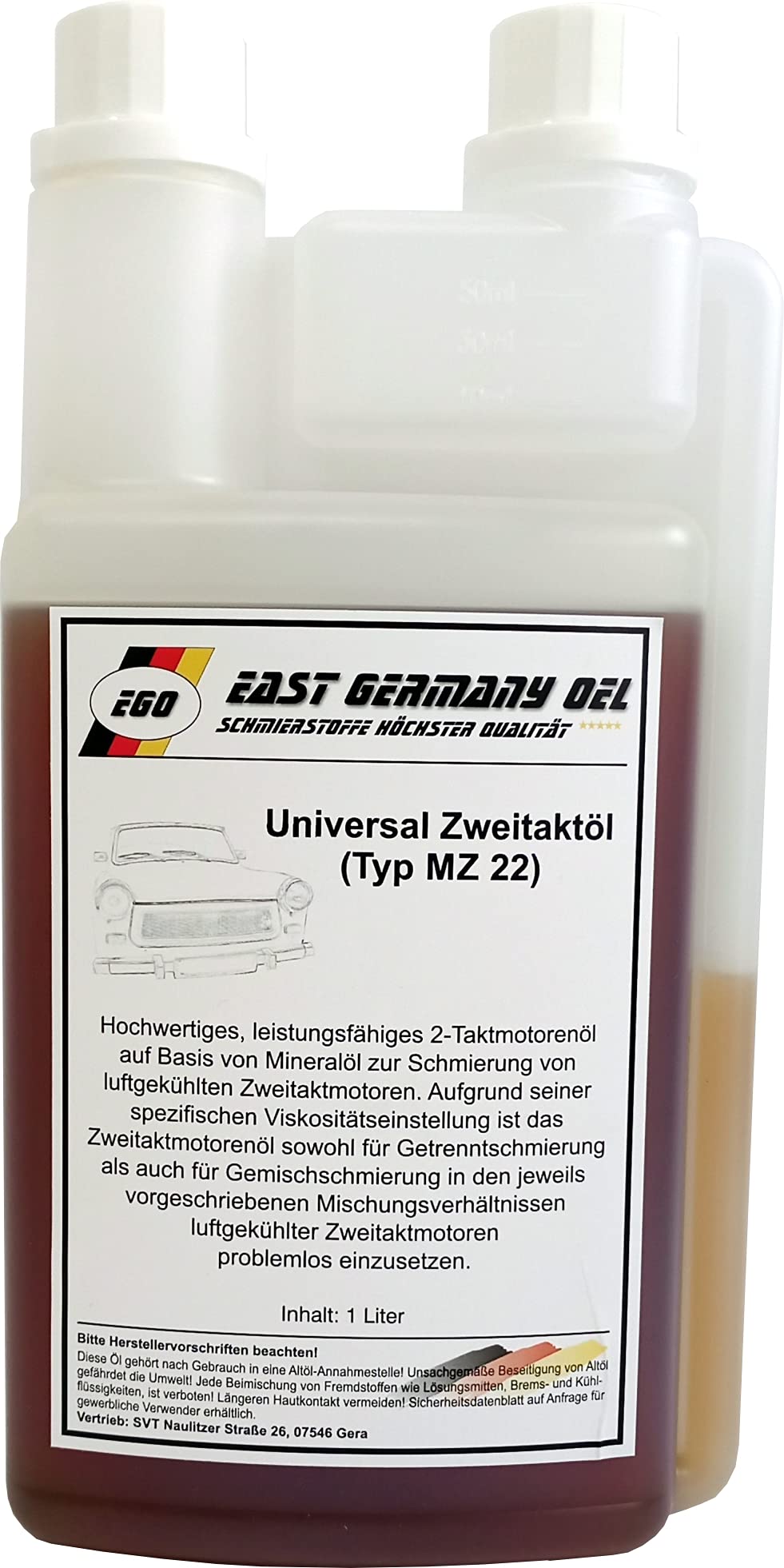 East Germany OIL Zweitaktöl Trabant-Wartburg-Simson 1 Liter Dosierflasche von East Germany OIL
