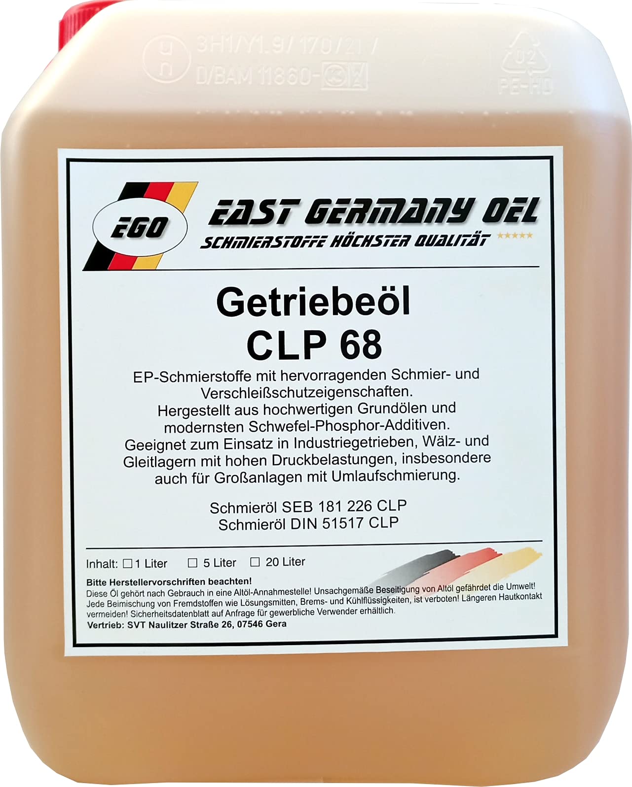 Getriebeöl CLP 68 Kanister 5 Liter von East Germany OIL