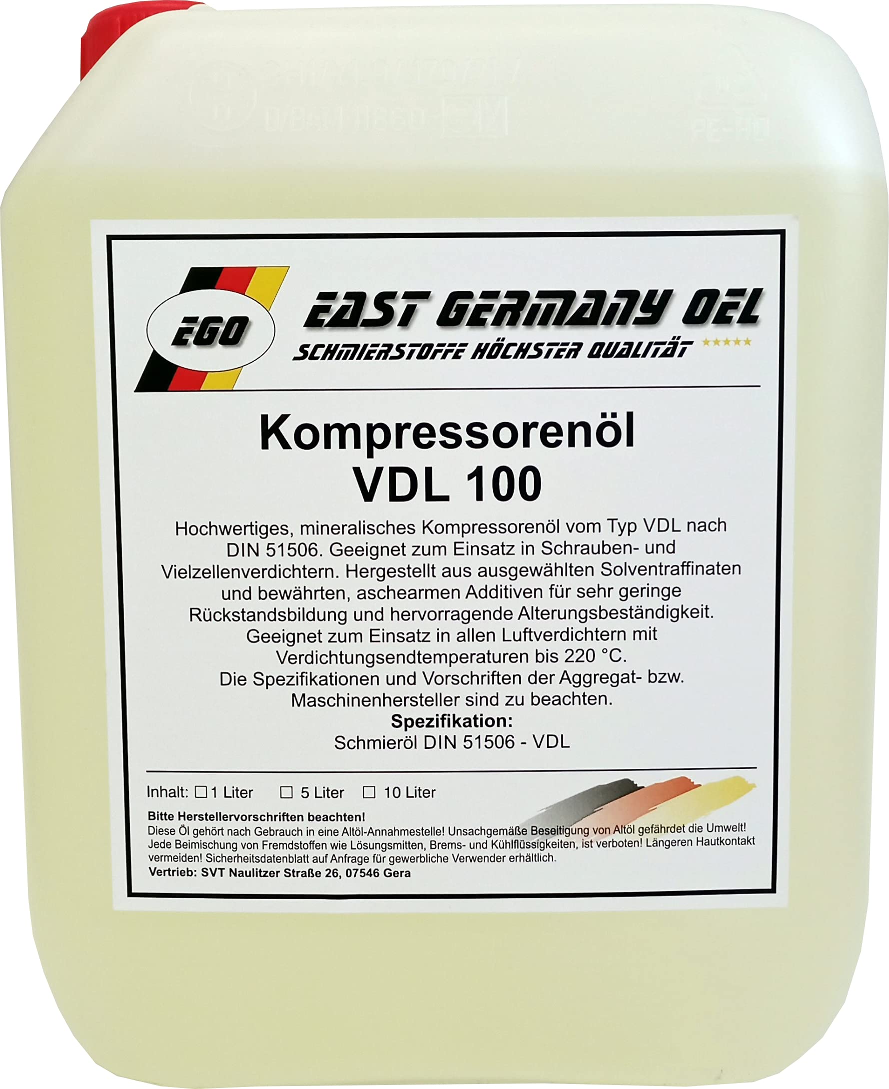 Kompressorenöl VDL 100 Kanister 5 Liter von East Germany OIL
