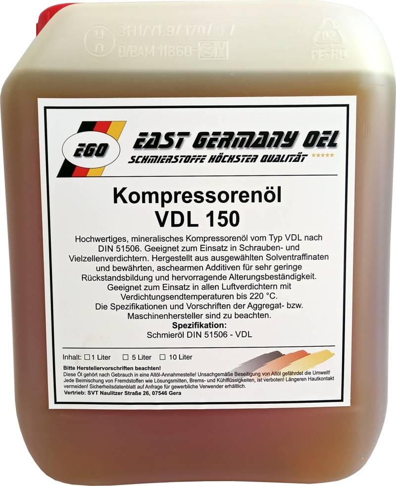 Kompressorenöl VDL 150 Kanister 5 Liter von East Germany OIL