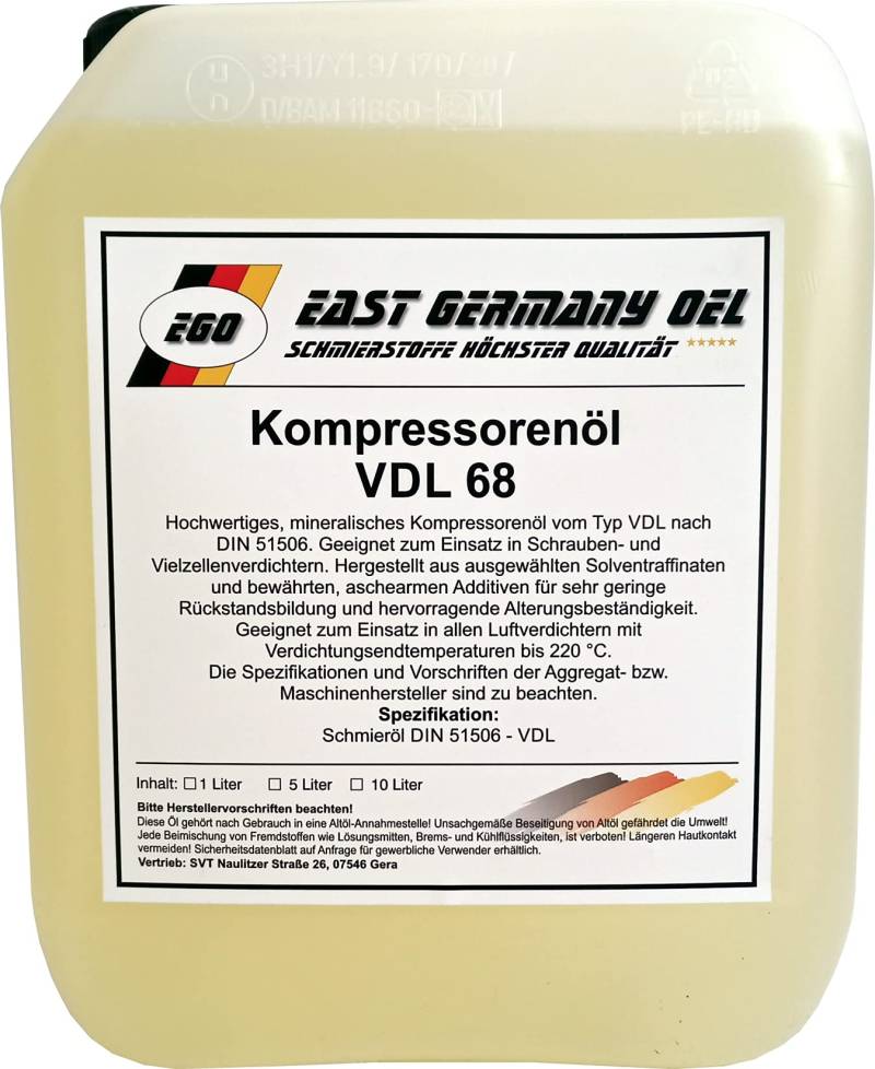 Kompressorenöl VDL 68 Kanister 5 Liter von East Germany OIL