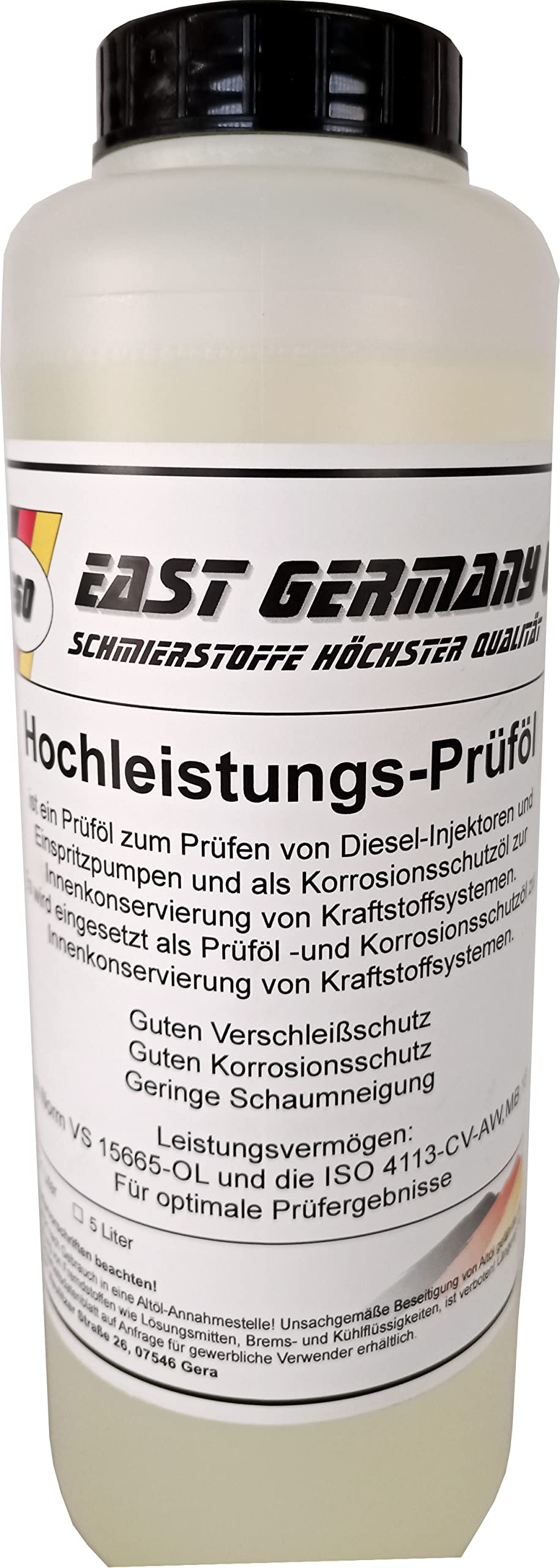 Prüföl für Diesel Injektoren Flasche 1 Liter von East Germany Oil