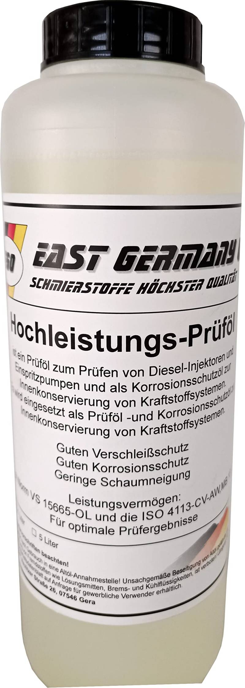 Prüföl für Diesel Injektoren Flasche 1 Liter von East Germany OIL