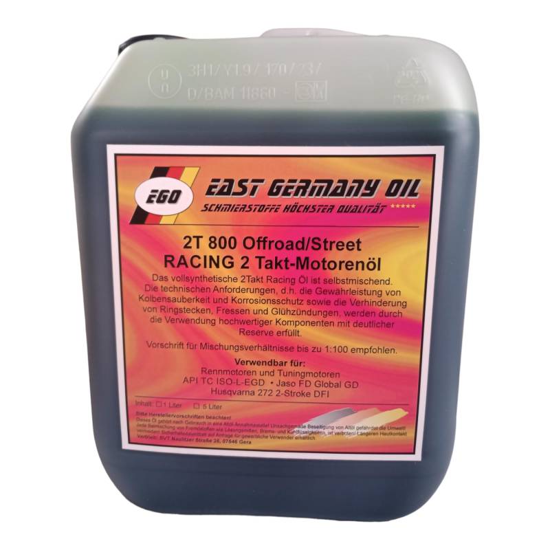 Zweitaktöl 2T vollsyn.800 Racing 2 Takt Motorenöl (5 Liter) von East Germany Oil