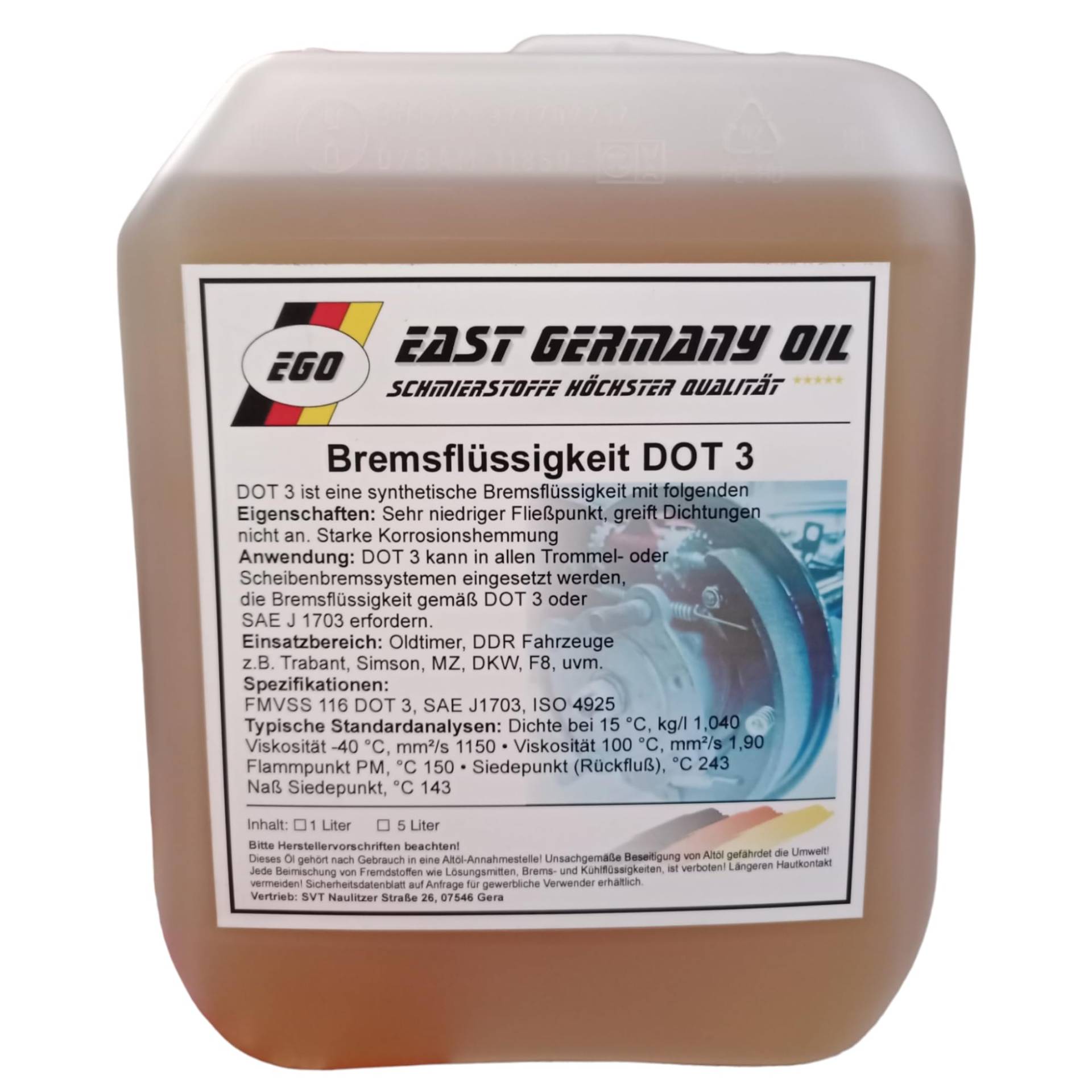East Germany Oil Bremsflüssigkeit DOT 3 (Kanister 5 Liter) von East Germany Oil