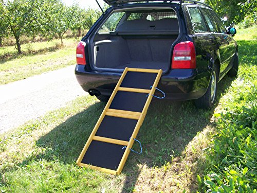 Easy-Hopper Hunderampe / Hundetreppe / Einstiegshilfe "Komfort" imprägniert mit Feinriefengummimatte von Easy-Hopper