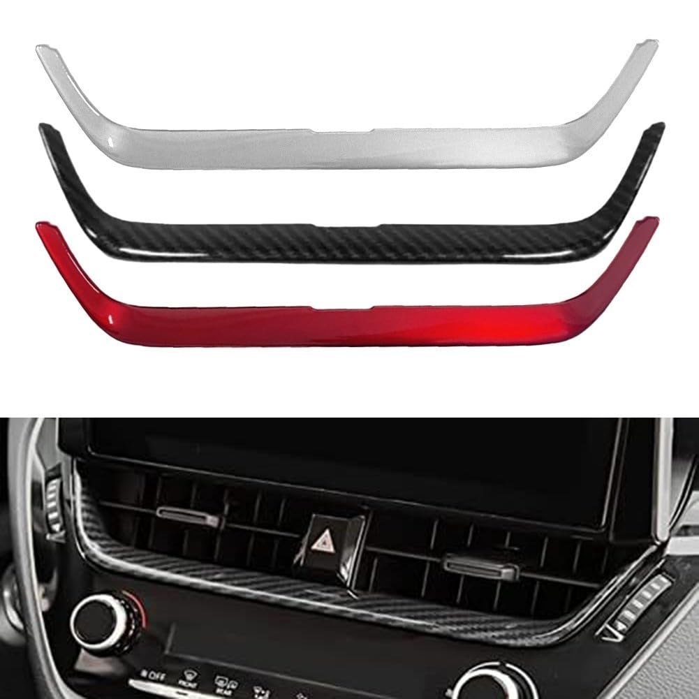 Armaturenbrett-Lüftungsschlitz-Verkleidung für Toyota Corolla 2019 2024, aus ABS mit Kohlefaser-Finish (rot) von EasyByMall