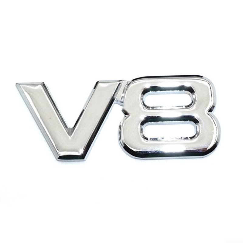 High Performance V8 Emblem Badge Aufkleber Chrom Silber für PKW und LKW (Silber) von EasyByMall