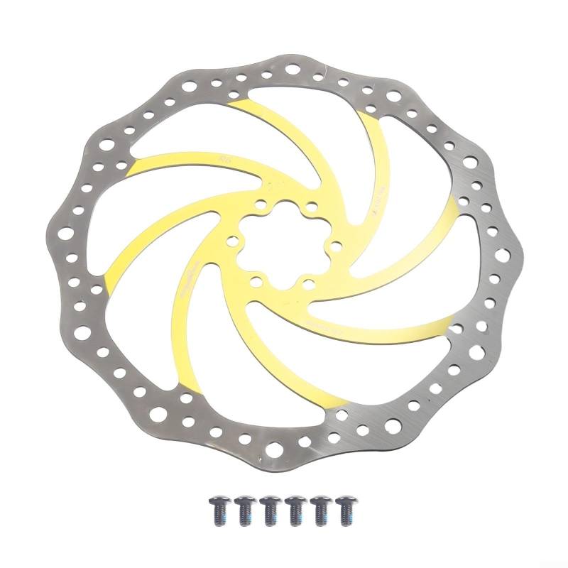 Scheibenbremslösung für Rotor-Fahrräder, Edelstahl-Konstruktion, kompatibel mit 160 bis 203 mm Größen (gelb 203) von EasyByMall