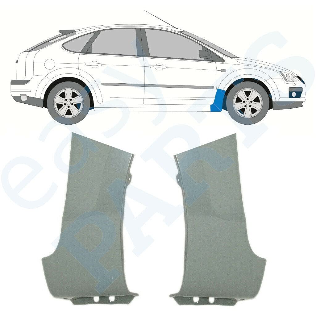 Frontflügel-Reparaturblech / Frontflügel, 2 Stück, passend für Ford Focus / 2004 2008, Limousine und Kombi, unlackierter Stahl, für beide Seiten des Autos, beseitigen Sie Rost in Ihrem Auto. von Easyparts