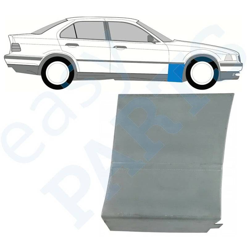 Frontflügel-Reparaturblech passend für BMW 3 E36 / 1990-2000 / nur Limousine und Kombi / unlackierter Stahl / rechte Seite (Fahrerseite / Offside/O/S) / Beseitigen Sie Rost in Ihrem Auto. von Easyparts