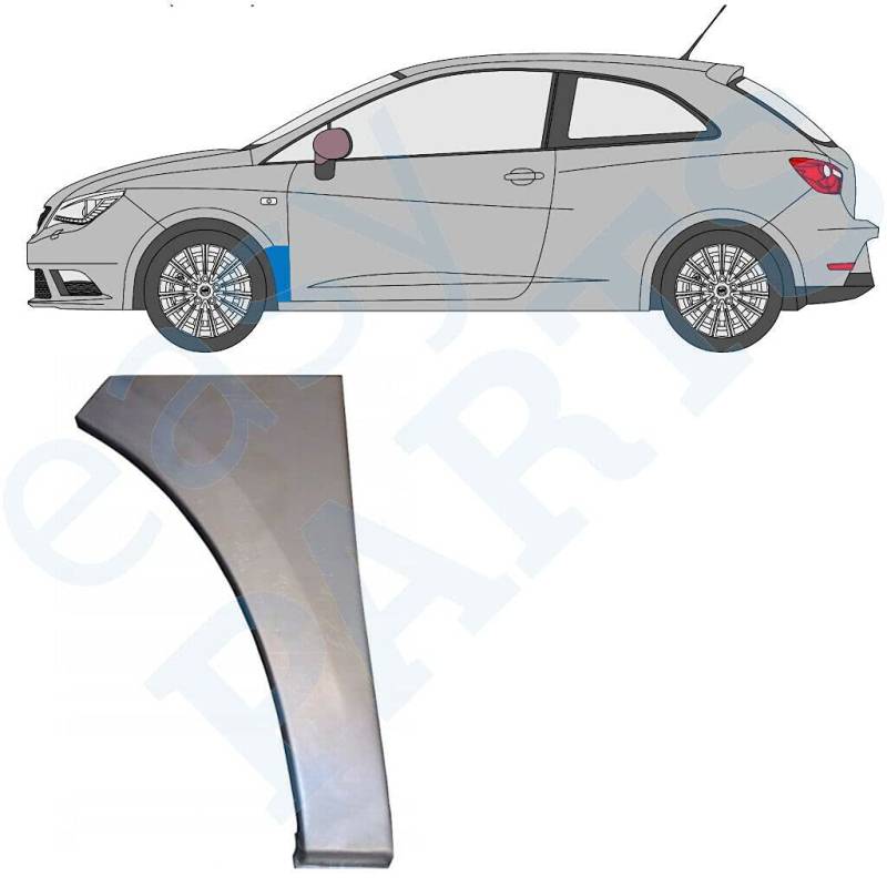 Frontflügel-Reparaturblech passend für Seat Ibiza / 2008 2017/3/5-Türer/unlackierter Stahl/linke Seite (Beifahrerseite/Beifahrerseite/Beifahrerseite/N/S). Beseitigen Sie Rost in Ihrem Auto. von Easyparts