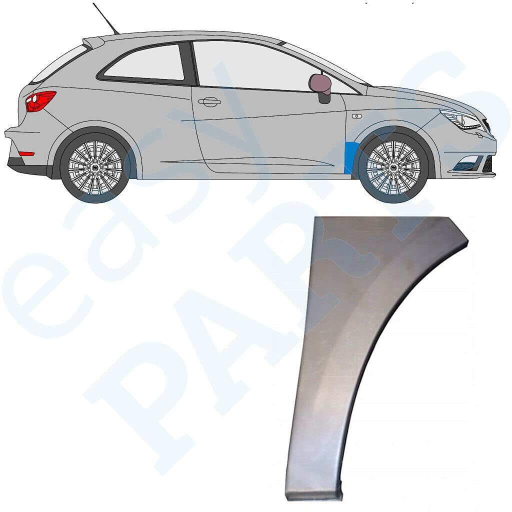 Frontflügel-Reparaturblech passend für Seat Ibiza / 2008 2017 / 3/5-Türer / unlackierter Stahl / rechte Seite (Fahrerseite / Offside/O/S) / Beseitigen Sie Rost in Ihrem Auto. von Easyparts