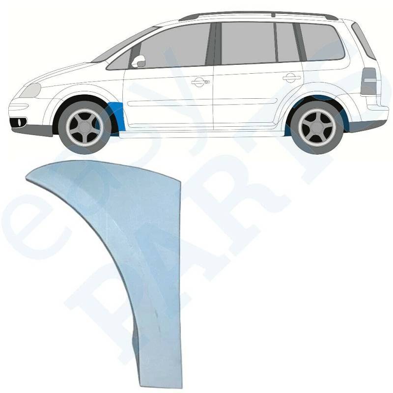 Frontflügel-Reparaturblech passend für Volkswagen Touran 2003 2015 1T 1T2 1T3 Stahl unlackiert linke Seite (Beifahrerseite Beifahrerseite Beifahrerseite N S) Beseitigen Sie Rost in von Easyparts