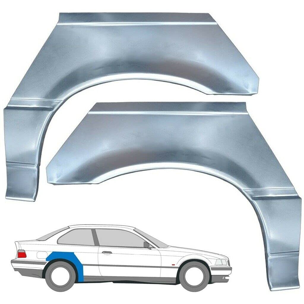 Hinterradlauf-Reparaturblech / Heckflügel, 2 Stück, passend für BMW 3/1990 2000 / E36 Coupe / Cabrio / Stahl unlackiert / für beide Seiten des Autos / Beseitigen Sie Rost in Ihrem Auto. von Easyparts