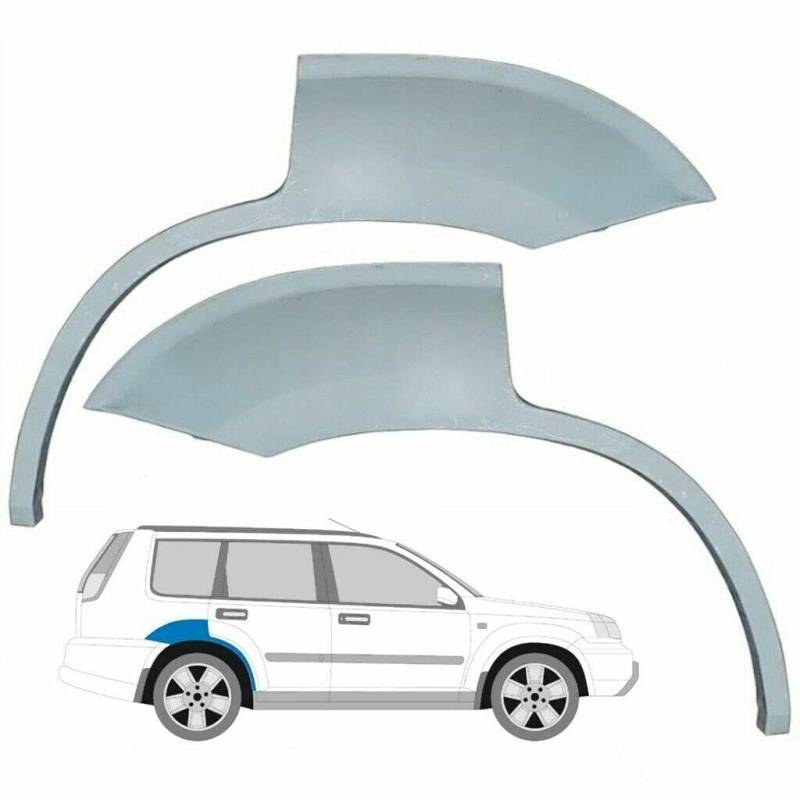 Hinterradlauf-Reparaturblech / Heckflügel, 2 Stück, passend für X-Trail / 2001 2007 / T30 / unbemalter Stahl / für beide Seiten des Autos / Beseitigen Sie Rost in Ihrem Auto. von easyparts