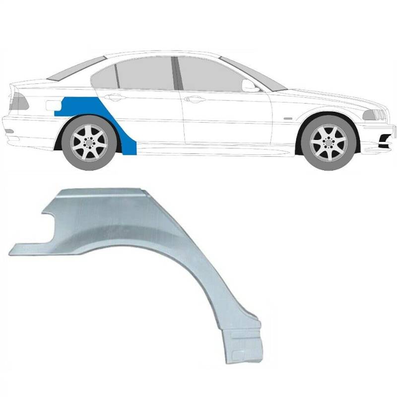 Hinterradlauf-Reparaturblech passend für BMW 3/1998 2005 / E46 / Limousine, Kombi/unlackierter Stahl/rechte Seite (Fahrerseite/Offside/O/S) / Beseitigen Sie Rost in Ihrem Auto. von easyparts