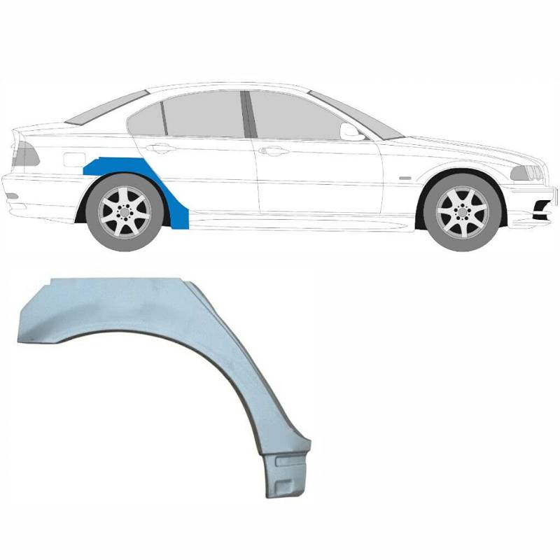 Hinterradlauf-Reparaturblech passend für BMW 3/1998 2005 / E46 / Limousine, Kombi/unlackierter Stahl/rechte Seite (Fahrerseite/Offside/O/S) / Beseitigen Sie Rost in Ihrem Auto. von Easyparts