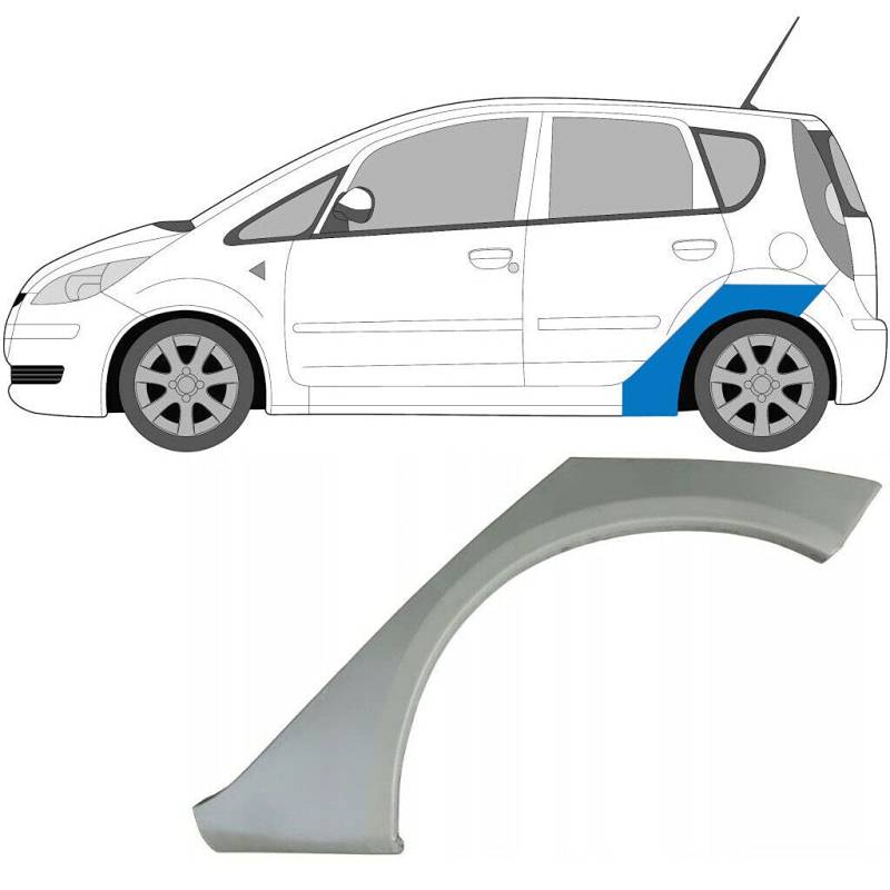 Hinterradlauf-Reparaturblech passend für Mitsubishi Colt / 2004 2012 / Z30 / unlackierter Stahl / linke Seite (Beifahrerseite/Beifahrerseite/N/S) / Beseitigen Sie Rost in Ihrem Auto. von Easyparts