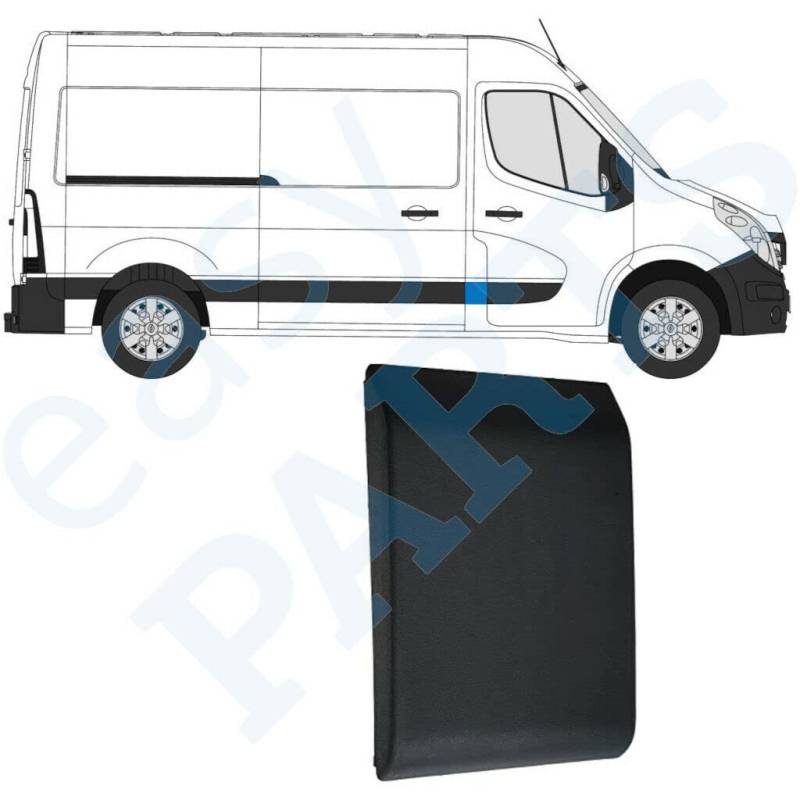 Easyparts Seitliche Türleiste Leiste - Autotürschutz Leiste Ersatz mit Clips für Renault Master/Opel Movano/Nissan NV 400/ für alle Designmodelle von 2010 bis 2022, Schwarz / Grau von EasyParts