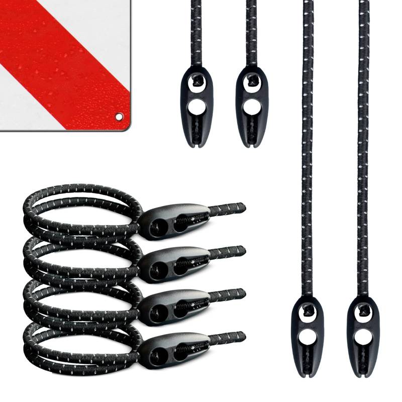 4er Set Spannseile zum Befestigen von Warntafeln | Gummispanner Befestigung Warnschild | Einstellbare Länge (Schwarz, 50 cm) von Eaze Life