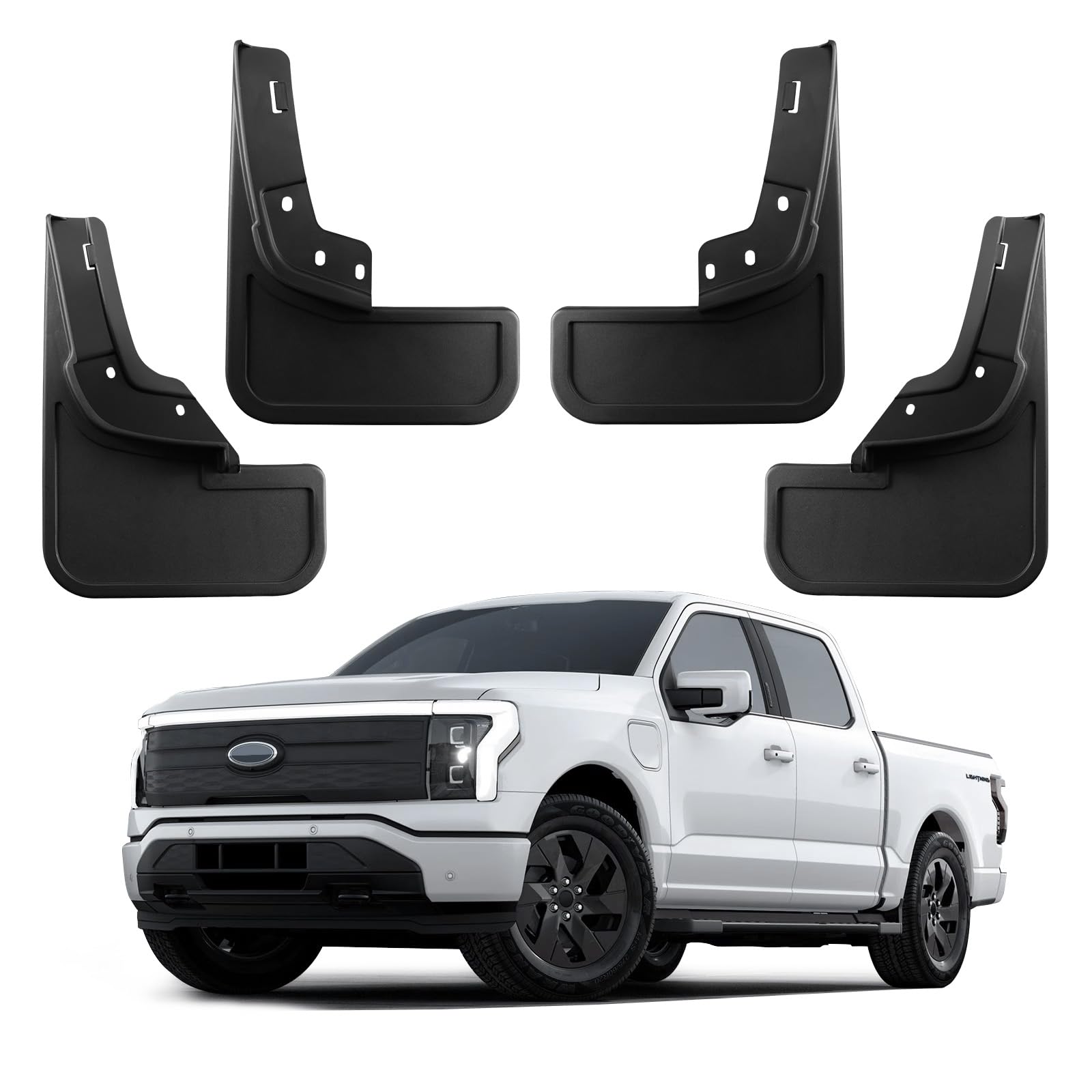 Ecarzo Schmutzfänger für Ford F150 Lightning Zubehör 2022 2023 2024 Allwetter-Schmutzfänger ohne Bohren erforderlich, Schmutzfänger vorne und hinten, 4-teiliges Set Ecarzo Schmutzfänger für Ford F150 Lightning Zubehör 2022 2023 2024 Allwetter-Schmutzfänger ohne Bohren erforderlich, Schmutzfänger vorne und hinten, 4-teiliges Set von Ecarzo