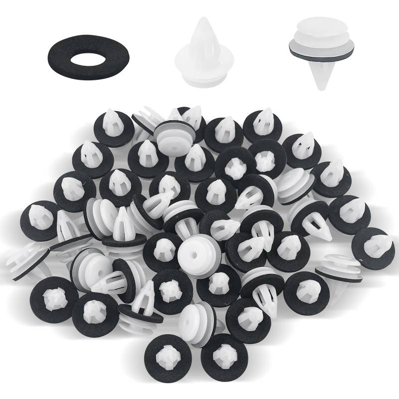 Eckerdromk 80 Stück Befestigungsclips, Auto Befestigung Clips Universal Kunststoffniet mit Schwammig Kissen, Clips Stoßstange Spreiznieten für E34 E36 E38 E39 E46 M3 M5 Z3 X5 von Eckerdromk
