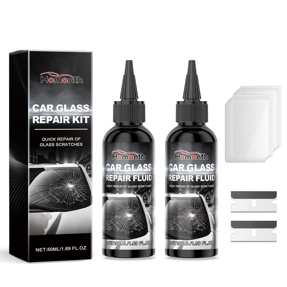 2 x 50 ml Windschutzscheiben-Reparaturset, Homonth Mehrzweck-Windschutzscheiben-Kratzerentferner, Auto-Windschutzscheiben-Reparaturset, Glasreparatur-Set für Auto 2 x 50 ml Windschutzscheiben-Reparaturset, Homonth Mehrzweck-Windschutzscheiben-Kratzerentferner, Auto-Windschutzscheiben-Reparaturset, Glasreparatur-Set für Auto von Eclare