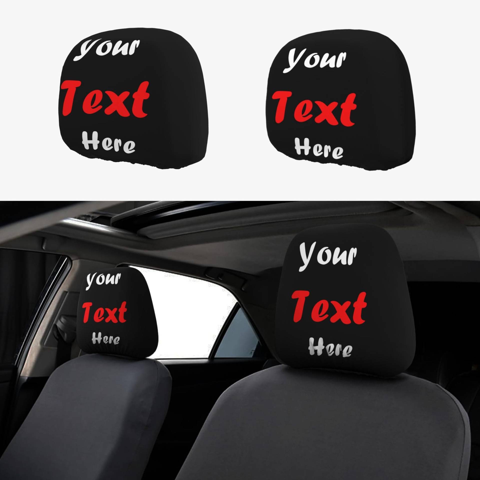 Eclatixor Personalisierte Auto-Kopfstützenbezüge, 2 Stück, waschbar, dekorative Kopfstütze, fügen Sie Ihren Design-Text hinzu, Logo, weich, atmungsaktiv, universelles Auto Eclatixor Personalisierte Auto-Kopfstützenbezüge, 2 Stück, waschbar, dekorative Kopfstütze, fügen Sie Ihren Design-Text hinzu, Logo, weich, atmungsaktiv, universelles Auto von Eclatixor