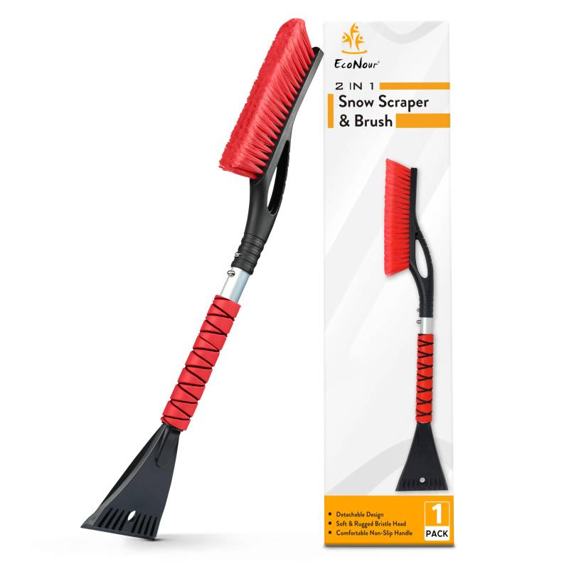 EcoNour 2 in 1 Schneebürste | 1 Pack | rot von EcoNour