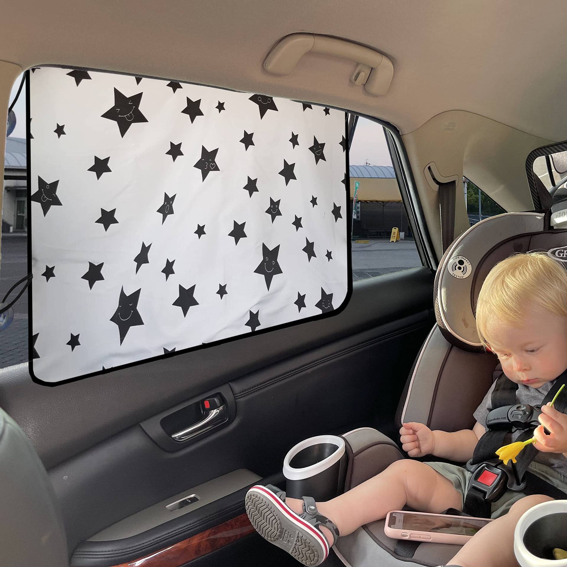 EcoNour Magnetischer Sonnenschutz für die hintere Seitenscheibe (1 Stück) | Autofensterschutz für Baby mit Sonnenwärme, Blendung und UV-Schutz | Universeller Heckscheiben-Sonnenschutz für das Auto von EcoNour