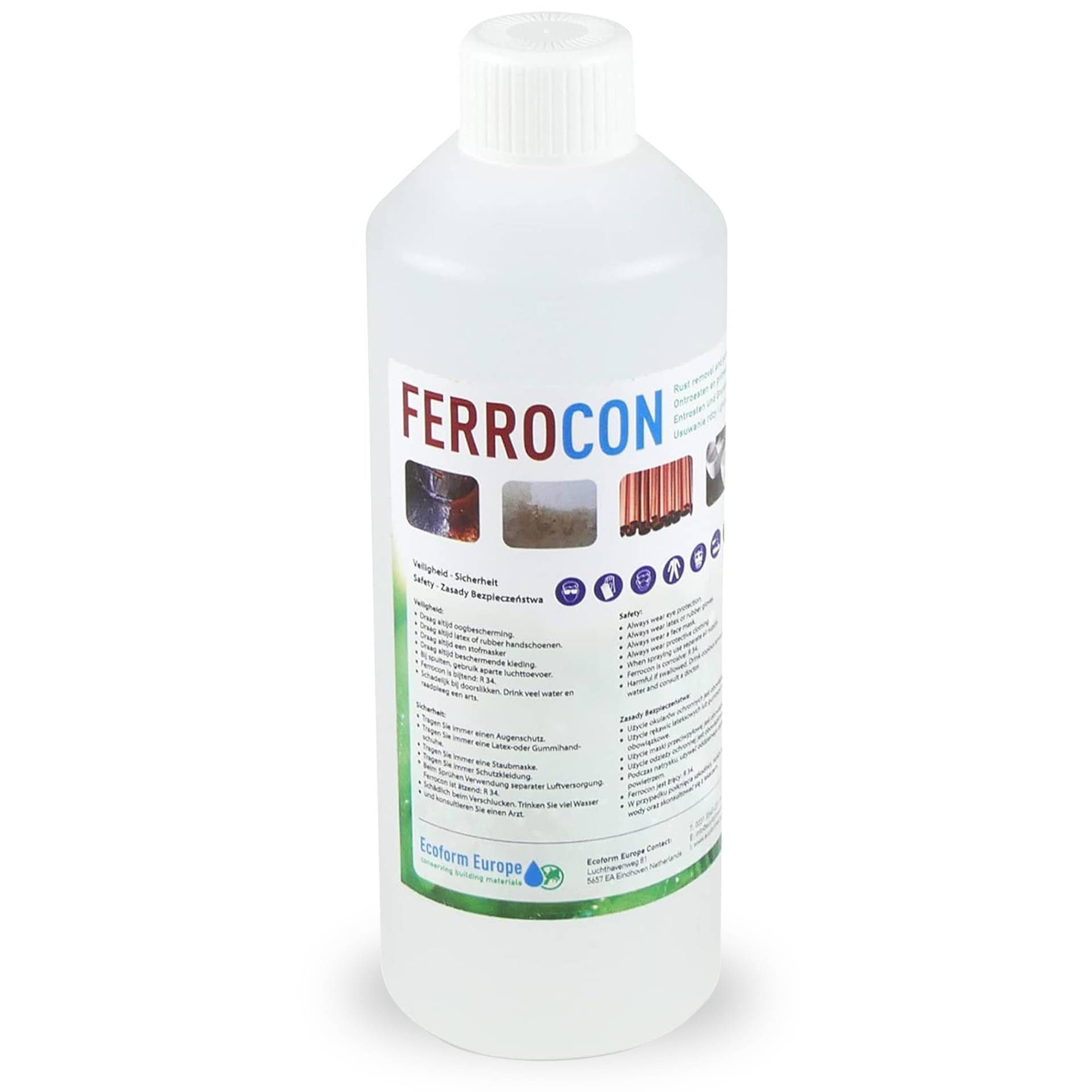 Ecoform Ferrocon Rostumwandler - Rostlöser - Rostentferner für Auto, Haus, Garten - Bestens geeignet für Terrassenplatten - 1 Liter von Ecoform Europe