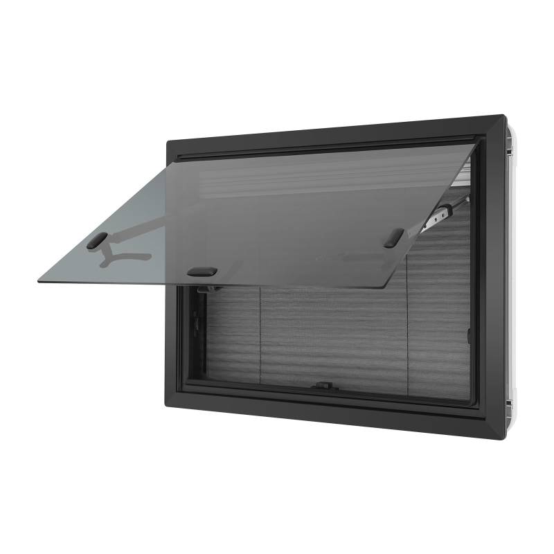 Wohnmobilfenster 650x500mm Wohnwagen Fenster, Ausstellfenster Camper Wohnmobil Fenster mit Rollo Camper 65°, RV Externes Push Fenster mit Fliegengitter und Integriertem von Ecoggeder