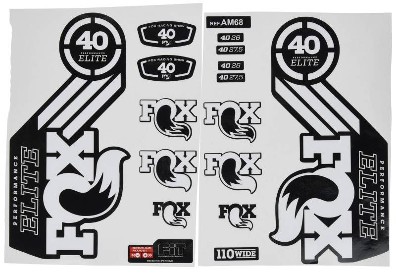 Ecoshirt Sticker Fork Fox 40 Elite Series Am68 Aufkleber Decals Autocollants Adesivi Forcela Gabel Fourche, Weiß von Ecoshirt