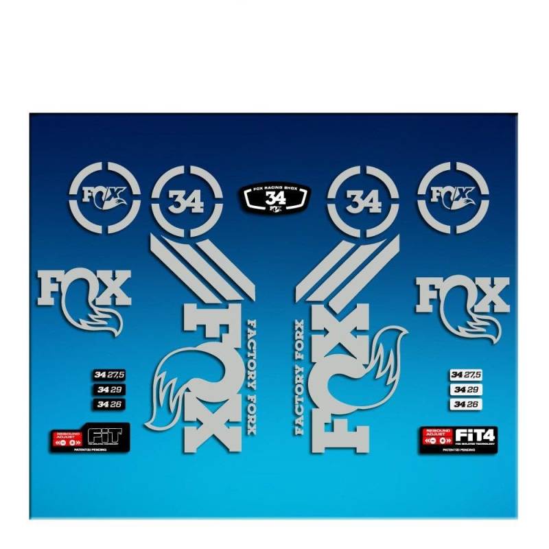 Ecoshirt 3H-HIKI-BPMK Aufkleber Sticker Fork Fox 34 Am64 Aufkleber Decals Autocollants Adesivi Forcela Gabel Fourne, Silber von Ecoshirt