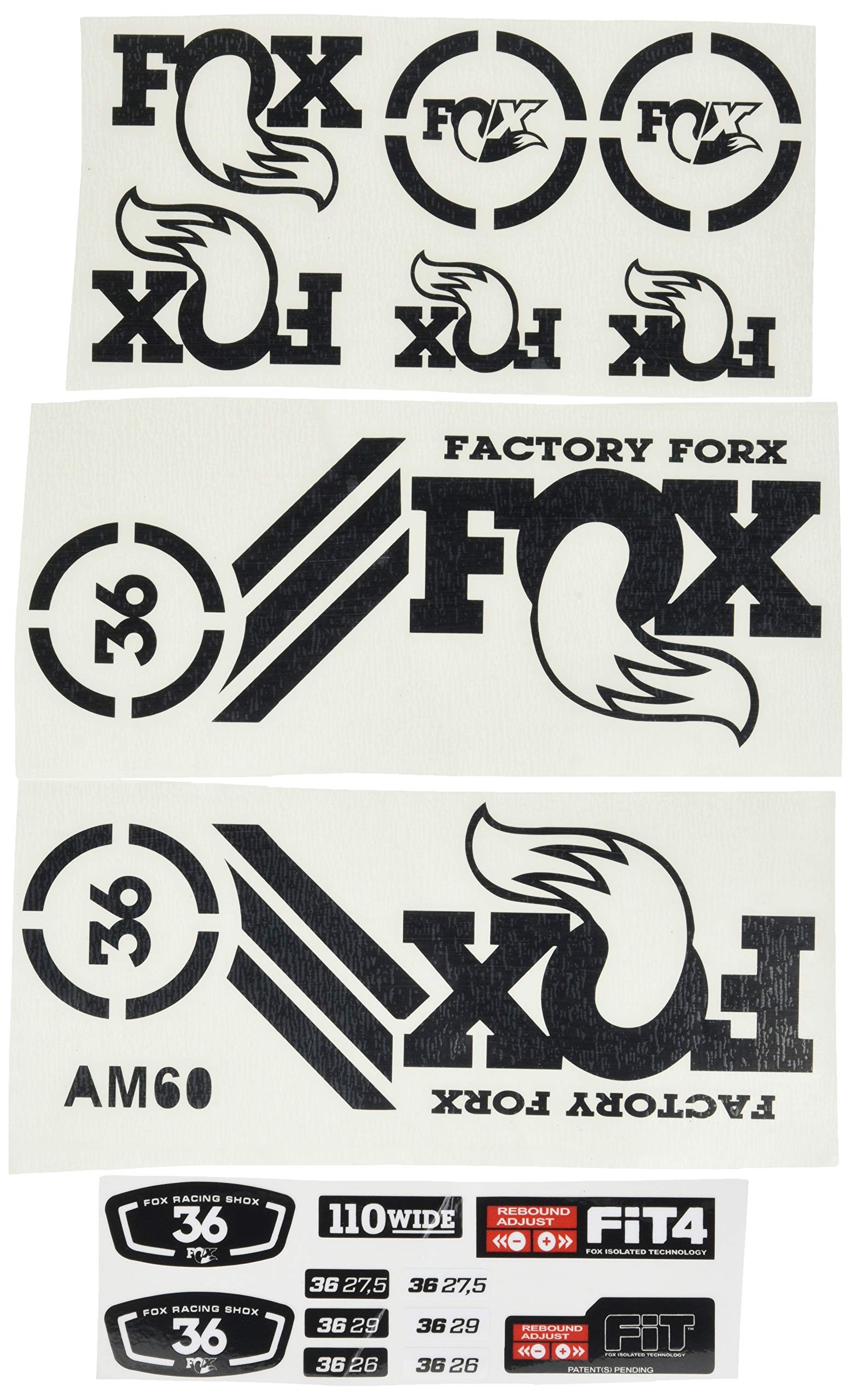 Ecoshirt Sticker Fork Fox 36 Am60 Aufkleber Decals Autocollants Adesivi Forcela Gabel Fourche, schwarz von Ecoshirt
