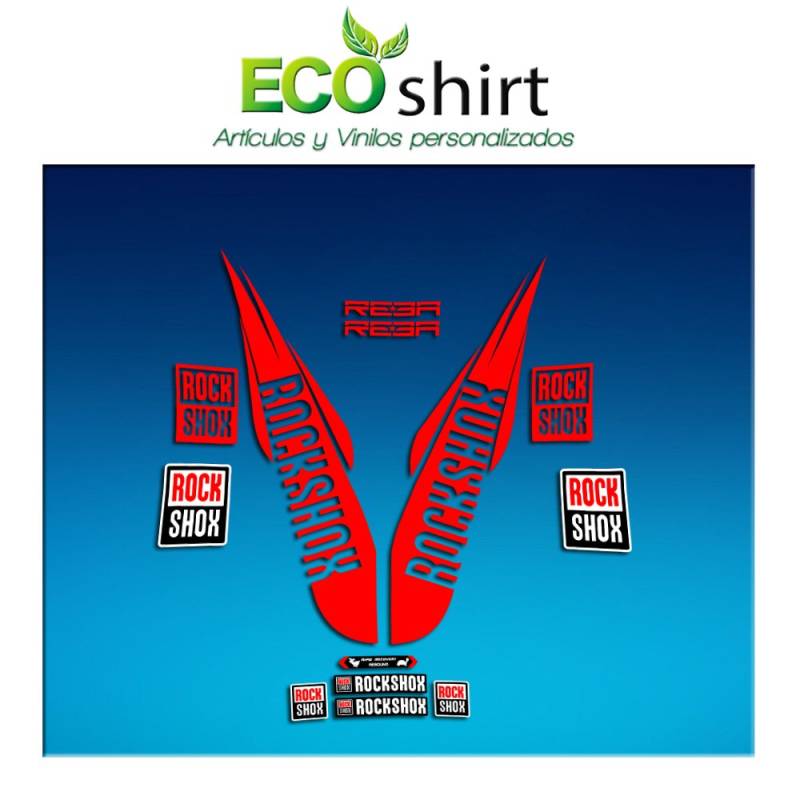 Ecoshirt Aufkleber Fork Rock Shox Reba 2018 AM172 Aufkleber Decals Autocollants Adesivi Forcela, Rot von Ecoshirt