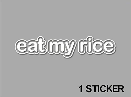 Ecoshirt Aufkleber Eat My Rice Ref: Jdm06 Stickers Aufkleber Autocollants Adesivi, Weiß von Ecoshirt