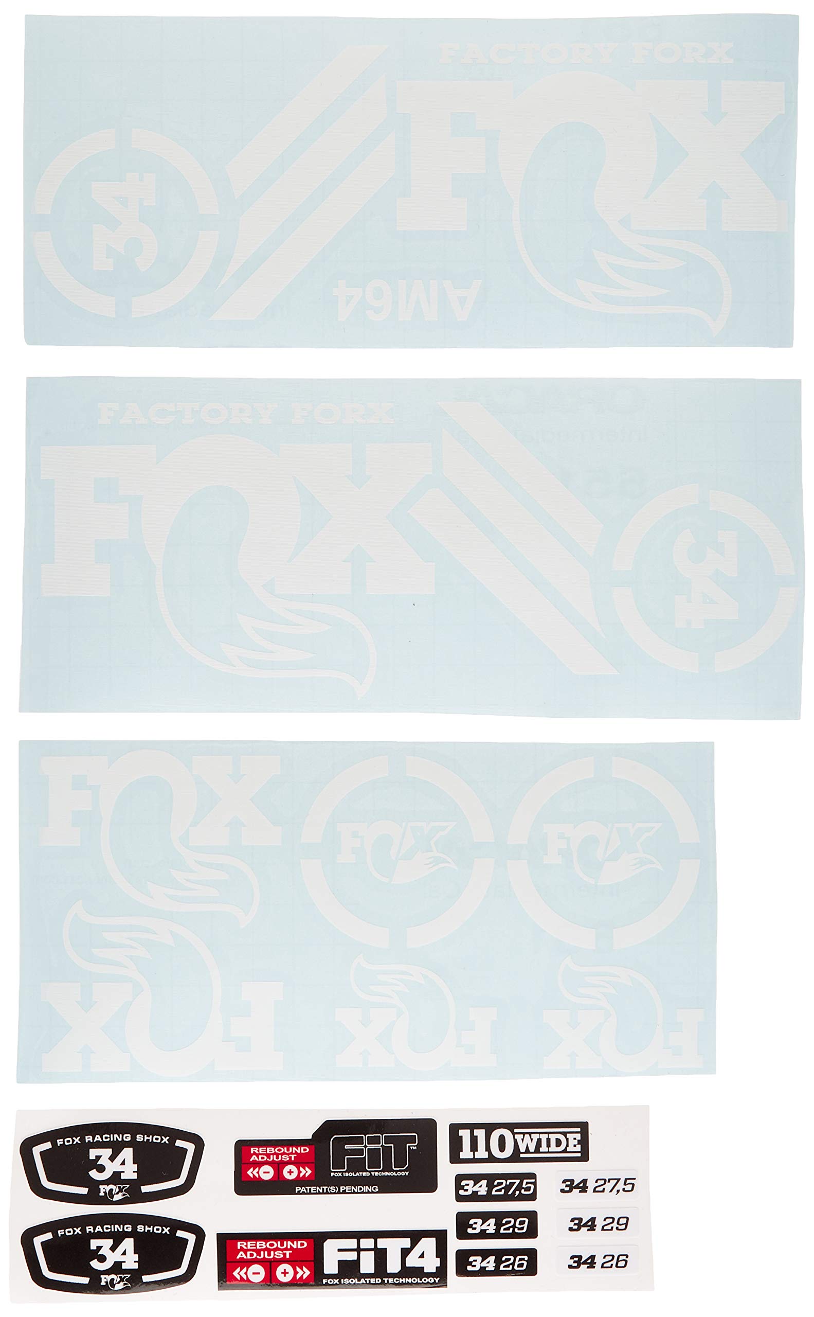 Ecoshirt Sticker Fork Fox 34 Am64 Aufkleber Decals Autocollants Adesivi Forcela Gabel Fourche, Weiß von Ecoshirt