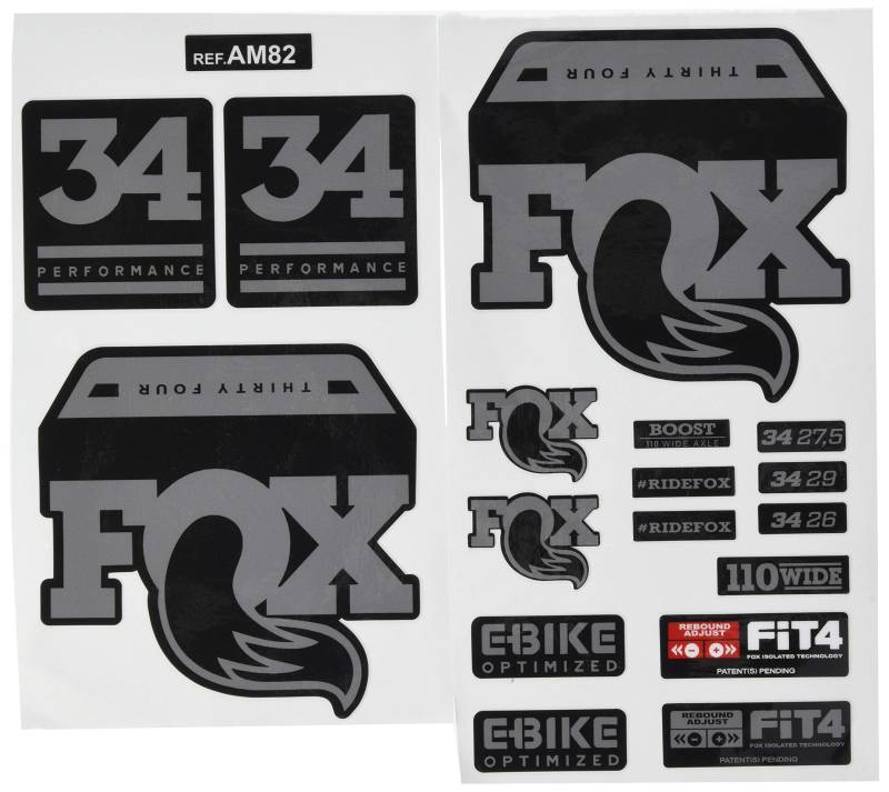 Ecoshirt Stickers Fork Fox 34 Performance Elite 2017 Am82 Aufkleber Decals Autocollants Adesivi Forcela Gabel Fourche, grau von Ecoshirt