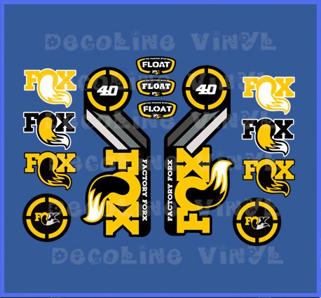 Ecoshirt Aufkleber Fox Float 40 2015 Heritage Dp1089 Aufkleber Decals Autocollants Adesivi Gelb von Ecoshirt