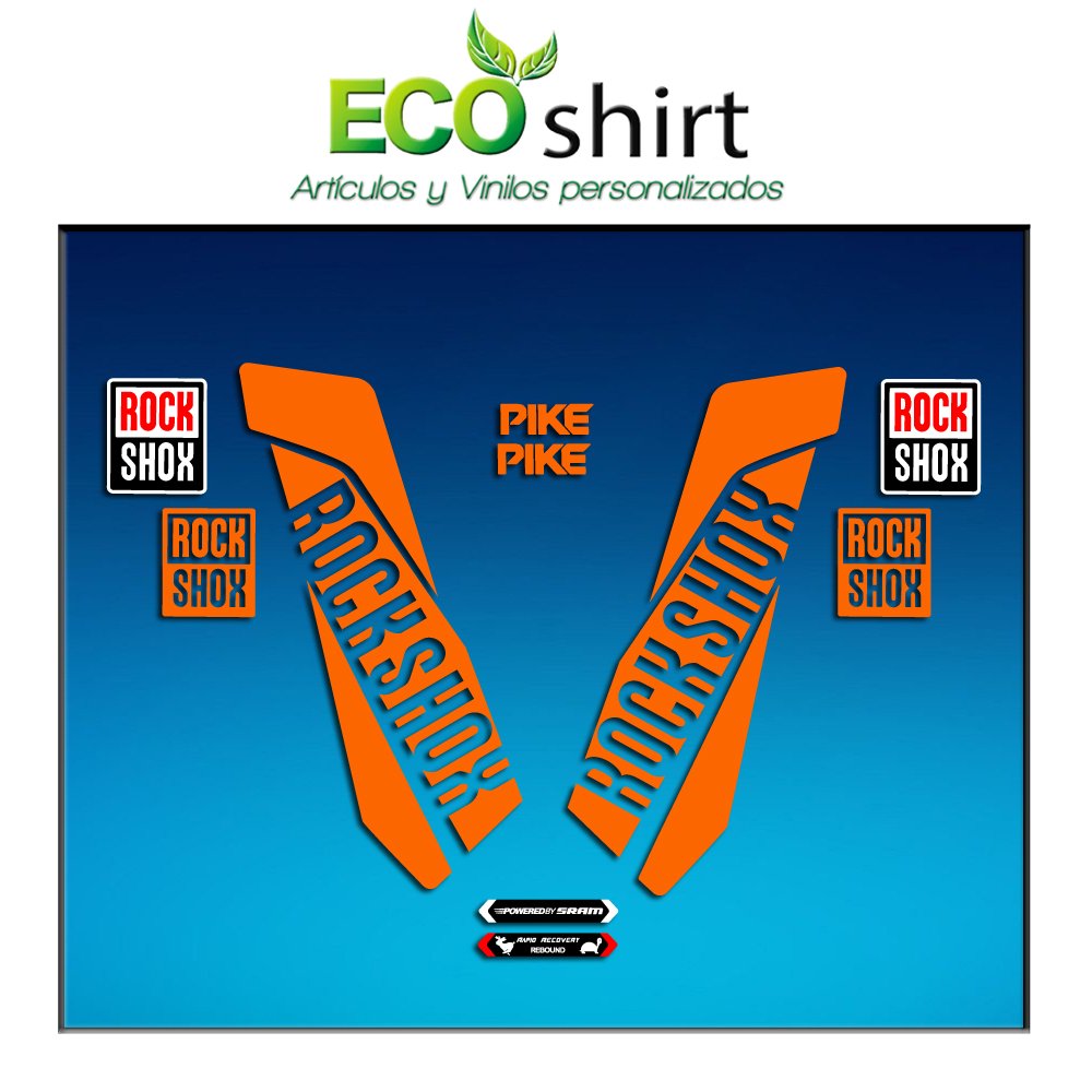 Ecoshirt K4-EFYW-Audy Sticker Fork Rock Shox Pike Am46 Aufkleber Decals Autocollants Adesivi Forcela Gabel Fourne, Orange von Ecoshirt