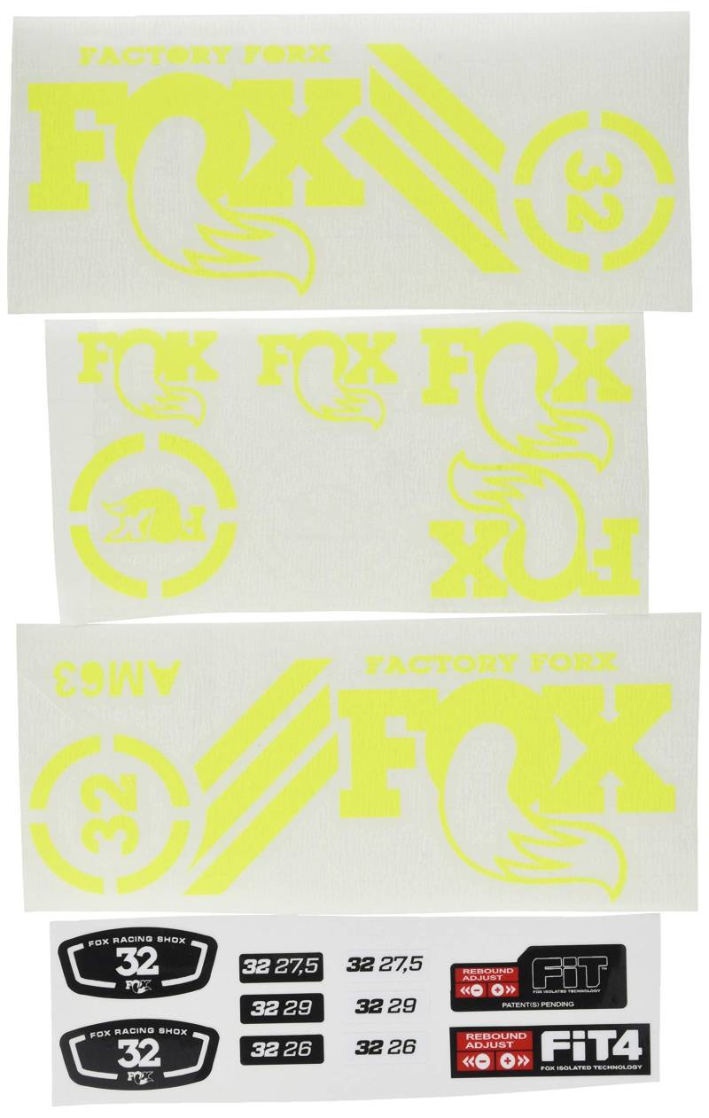 Ecoshirt Sticker Fork Fox 32 Am63 Aufkleber Decals Autocollants Adesivi Forcela Gabel Fourche, Neongelb von Ecoshirt