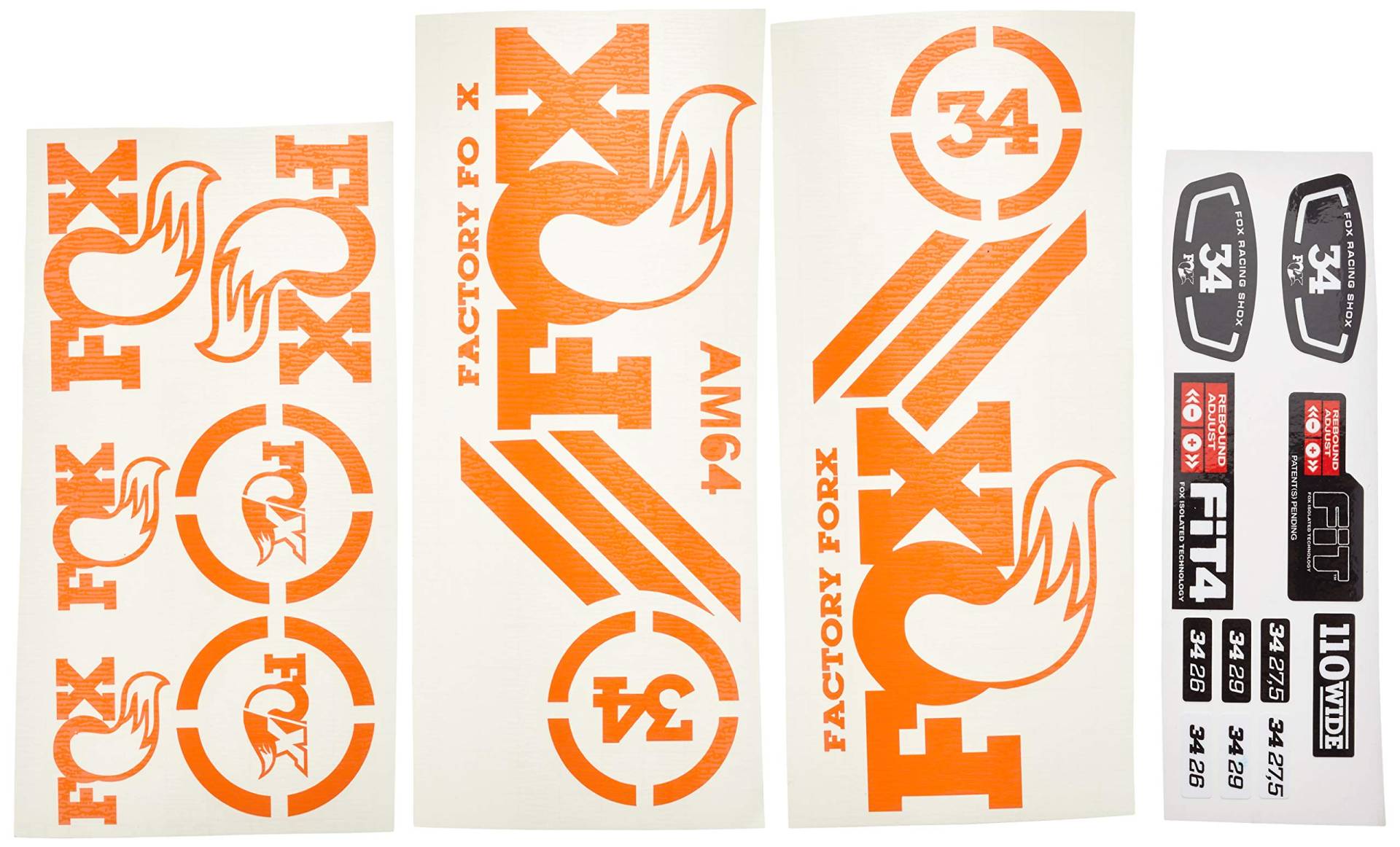 Ecoshirt Sticker Fork Fox 34 Am64 Aufkleber Decals Autocollants Adesivi Forcela Gabel Fourche, orange von Ecoshirt