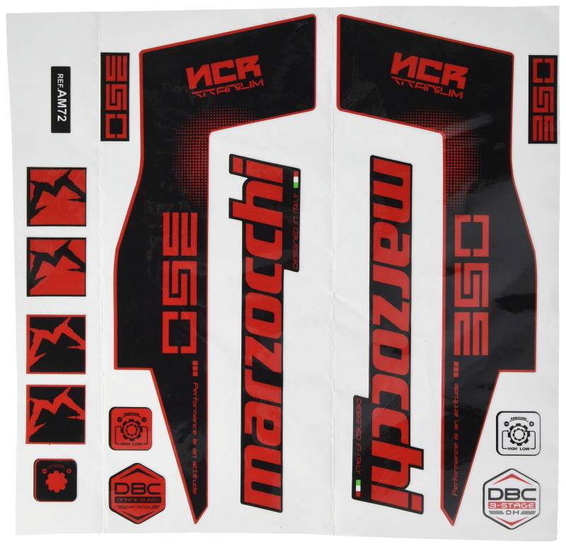 Ecoshirt Sticker Fork Marzocchi 350 NCR Titanium Am72 Aufkleber Decals Autocollants Adesivi Forcela Gabel Fourche Gabel, Rot von Ecoshirt