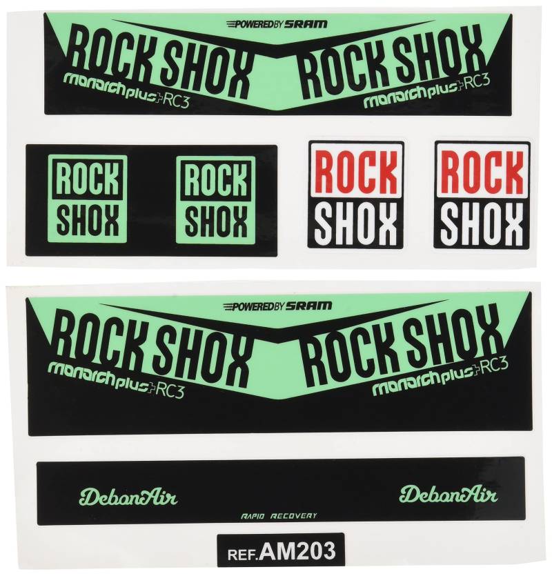 Ecoshirt Sticker Shock Rock Shox Monarch Plus Rc3 Am203 Aufkleber Decals Autocollants Stoßdämpfer MTB Downhill Mint von Ecoshirt