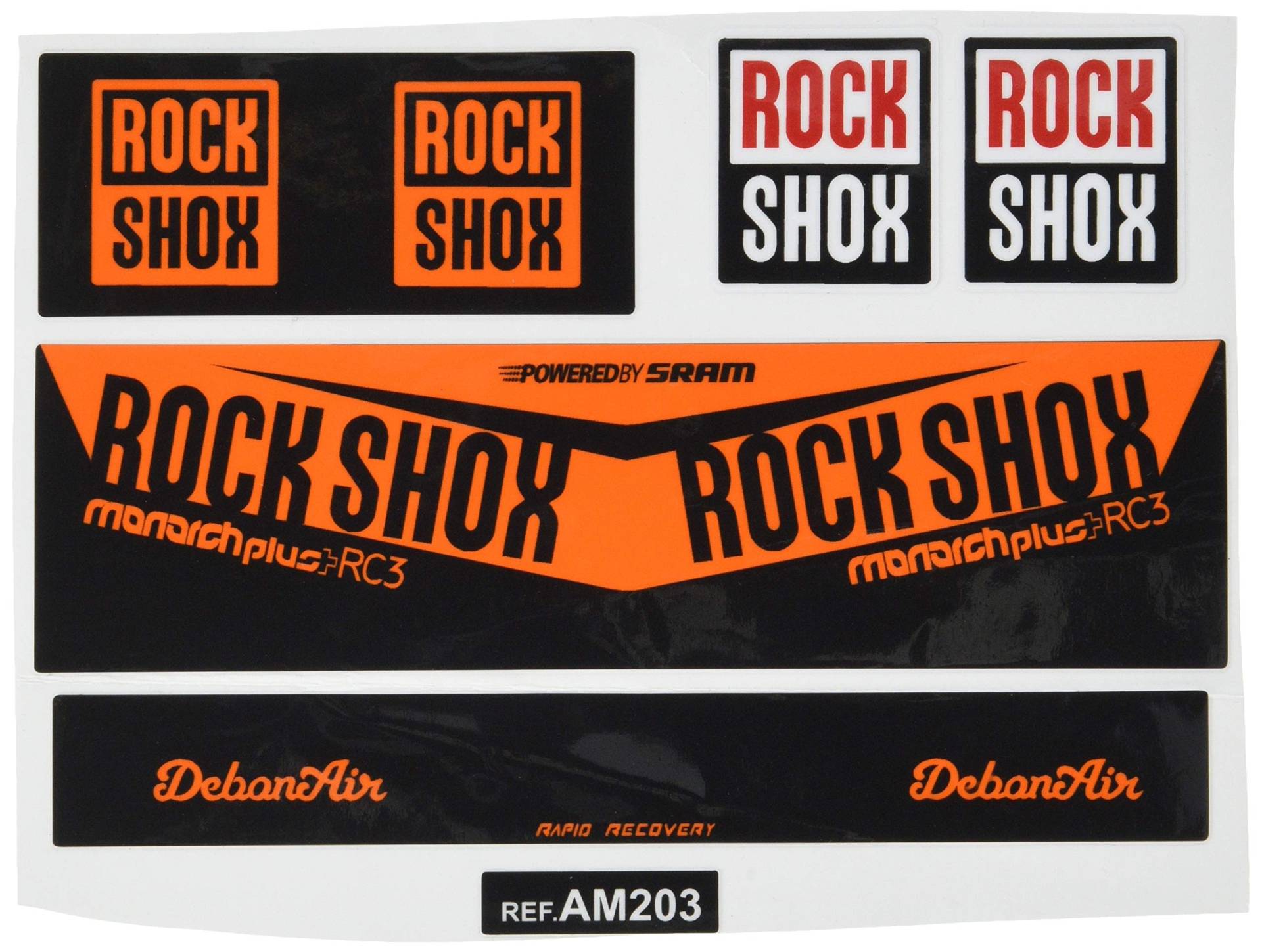 Ecoshirt Sticker Shock Rock Shox Monarch Plus Rc3 Am203 Aufkleber Decals Autocollants Stoßdämpfer MTB Downhill Orange von Ecoshirt
